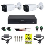 Kit supraveghere Dahua 2 camere 8MP 4K IR 40m Lentila 2.8mm, DVR 4 canale 4K 8MP, accesorii + Autocolant Rovision SafetyGuard Surveillance