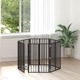vidaXL Poartă pentru c&acirc;ini 6 pcs Negru 60 x 80 cm Oțel Galvanizat 892016