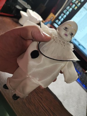 Clovn vintage cu cap de portelan foto