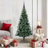 vidaXL Pom de Crăciun artificial pre-iluminat Verde 150cm PVC și Metal 3396750