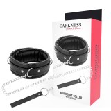 Darkness Bondage-Colier de Postură din Piele Moale cu Lanț
