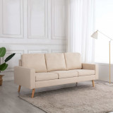 vidaXL Canapea cu 3 locuri, crem, material textil 288716