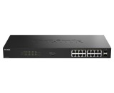 Switch D-Link 16 port GE PoE Unmanaged, capacitate 36 Gbps, standar PoE 802.3af at, negru