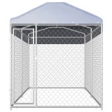 Padoc de exterior cu prelată pentru c&acirc;ini, 382x192x235 m