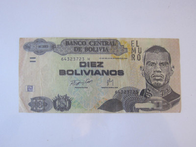 Bolivia 10 Bolivianos 1986 bancnotă fantezistă foto