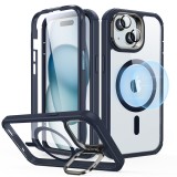 Cumpara ieftin Husa pentru iPhone 15 Plus + Folie, ESR Armor Tough Kickstand HaloLock, Clear Dark Blue