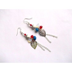 Cercei howlite, piatra lunii, agate si sidef, cercei handmade 35929