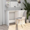 Birou Alb vidaXL 100x50x76 cm Lemn Prelucrat cu Sertar si Usa Birou Calculator Masa Consola