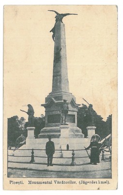 4689 - PLOIESTI, statue, Romania - old postcard, CENSOR - used - 1917 foto