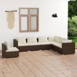 vidaXL Set mobilier de grădină cu perne, 7 piese, maro, poliratan 3102354