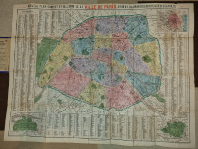 harta orasului paris - din anul 1895 - dimensiuni 90/68 cm foto