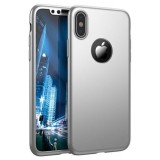 Husa Full Cover (fata + spate) pentru Apple iPhone X, Silver, Gri