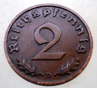 B.009 GERMANIA 2 REICHSPFENNIG 1937 D foto
