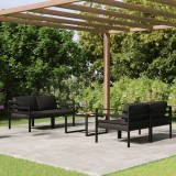 VidaXL Set mobilier de grădină cu perne, 5 piese, antracit, aluminiu