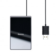 Incarcator Wireless Baseus, Ultra-thin Qi Inductive Pad 15W, Cablu USB 100cm, Negru foto