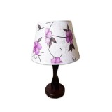 Veioza dc lemn 6002, alb-violet, schelet venghe, 1*e27 maxim 60w, intrerupator pe fir, 50cm