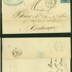 France 1866 Postal History Rare Old Cover + Content Paris to Besancon DB.520