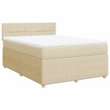 Cumpara ieftin Pat box spring cu saltea, crem, 160x200 cm, material textil