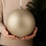 Glob brad de Craciun bej cu glitter &Oslash;20cm, CMCLASS