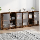 Biblioteca cu usi stejar fumuriu 204x37x75 cm lemn compozit GartenMobel Dekor, vidaXL