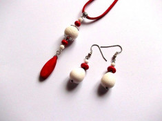 set coral alb si howlite rosu 33314 foto