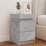 vidaXL Noptieră cu lumini LED, gri beton, 35x39x55 cm