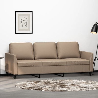 vidaXL Canapea cu 3 locuri, cappuccino, 180 cm, piele ecologică foto