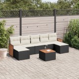 Cumpara ieftin Gossi set mobilier de gradina cu perne, 8 piese, negru, poliratan