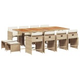 Cumpara ieftin Set mobilier de gradina cu perne, 13 piese, bej, poliratan