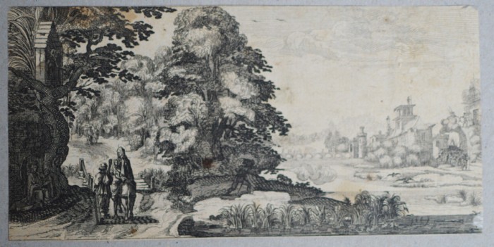 Nicolas de Son &quot;Fuga in Egipt&quot; gravura veche sec 17