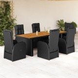 vidaXL Set mobilier de grădină cu perne, 7 piese, negru, poliratan 3277632