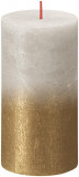 Lum&acirc;nare bolsius Rustic, Crăciun, Sunset Sandy Grey+ Gold, 130/68 mm