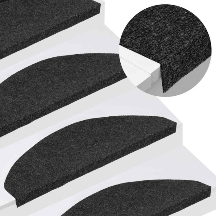 vidaXL Covorașe de scări autoadezive, 10 buc., negru, 65x22,5x3,5 cm 355255