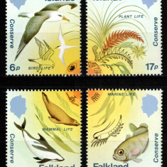 Falkland 1984, Mi #415-418**, fauna, pasari, cetacee, pesti, MNH! Cota 10 €!