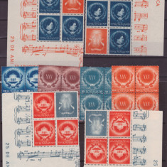 Romania 1946-Lp 193 25 ani Filarmonica set de 8 blocuri de 4 conform scan Ro-226