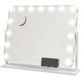 HOMCOM Oglindă Machiaj cu 15 LED-uri din Sticlă și Metal Alb | Aosom Romania