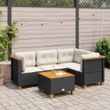 vidaXL Set mobilier de grădină cu perne, 5 piese, negru, poliratan 3261803