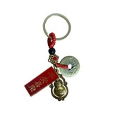 Breloc amuleta Feng Shui din metal cu Wu Lou si monede