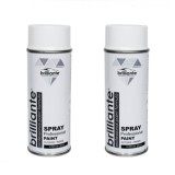 Vopsea Spray Brilliante Alb RAL 9003, 2 x 400ml, Lucios, Universal Metal Lemn Plastic