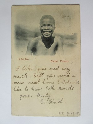Rara! Carte postala Africa de Sud-Cape Town-Băiat Zulu,circ.1901 cu timbru rar foto