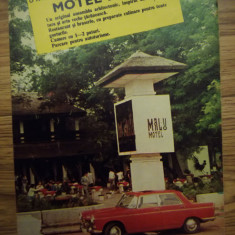 1974, Reclamă Motel MALU, 17 x 24 cm, comunism, epoca de aur, cooperativa