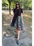 Cumpara ieftin ROCHIE MIDI ASIMETRICA CU MANECA SCURTA SI TUL CAT MELEK TALIE UNICA Multicolora
