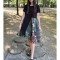 ROCHIE MIDI ASIMETRICA CU MANECA SCURTA SI TUL CAT MELEK TALIE UNICA Multicolora