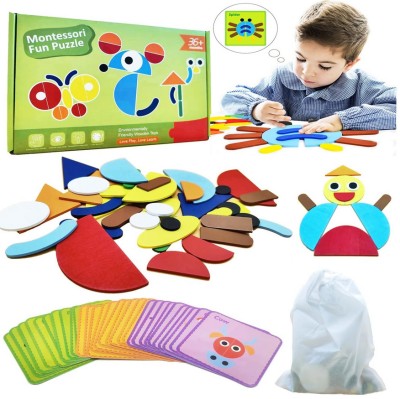 Puzzle de tip tangram, Montessori, 69 piese foto