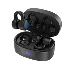 Casti Bluetooth cu clips Techstar? K24, Bluetooth 5.3, Microfon, Control prin atingere, Afisaj LED, 300 mAh, potrivite pentru jocuri/sport/conversatii foto