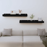 Rafturi de perete, 2 buc., negru, 80x12x9 cm, lemn masiv de pin GartenMobel Dekor, vidaXL