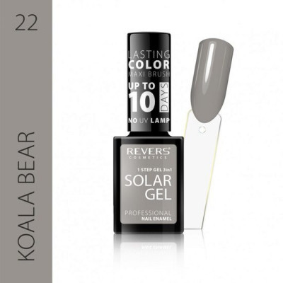 Lac de unghii Solar Gel, Revers, 12 ml, gri, nr 22, koala bear foto