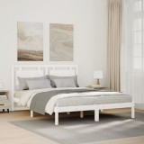 vidaXL Cadru pat foarte lung fără saltea, alb, 140x210 cm lemn masiv