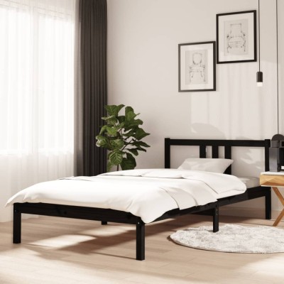 vidaXL Cadru de pat, negru, 100x200 cm, lemn masiv de pin 814878 foto
