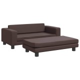 Cumpara ieftin Pat pentru caini cu extensie, maro, 100x50x30 cm, piele eco